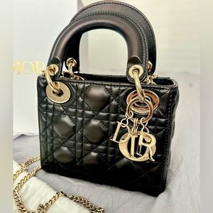 MINI LADY DIOR BAG Black Cannage Lambskin